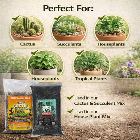 Tank's Green Stuff pumice 16qt supports natural silica-rich improvement in potting mix