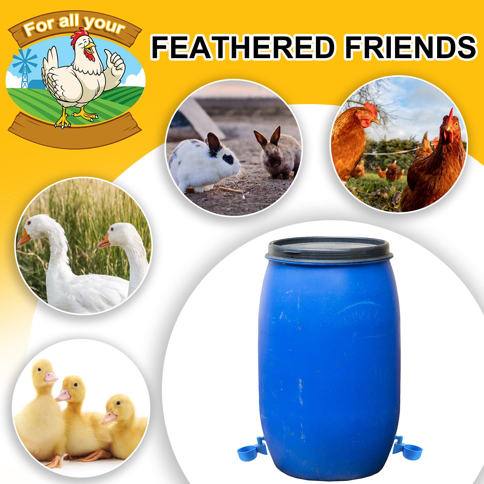 Tanlade bird drinking from waterer demonstrates convenient automatic supply