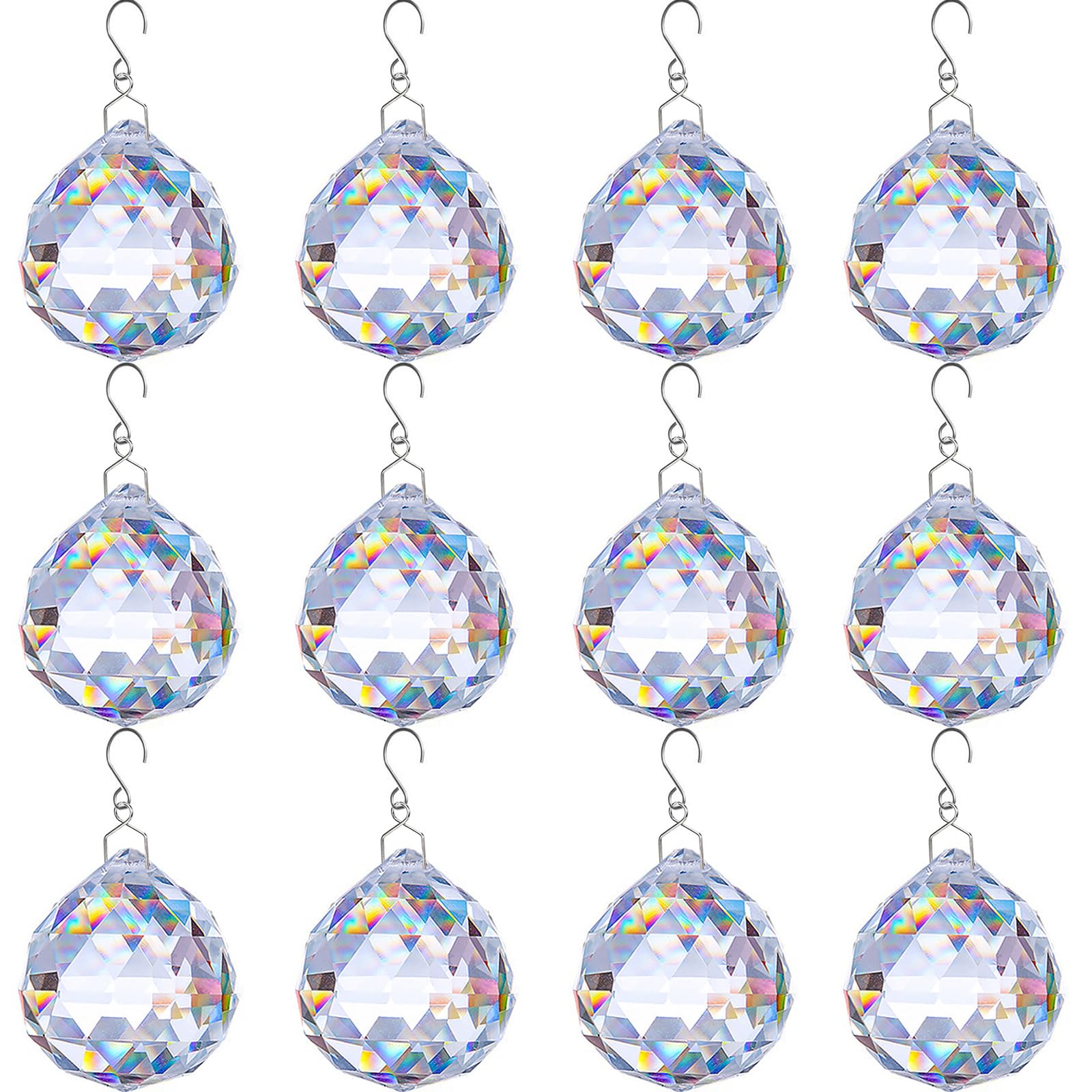 TANOMA 12-pack crystal ball prisms brighten windows with rainbow light.