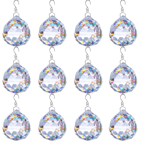TANOMA 12-pack crystal ball prisms brighten windows with rainbow light.