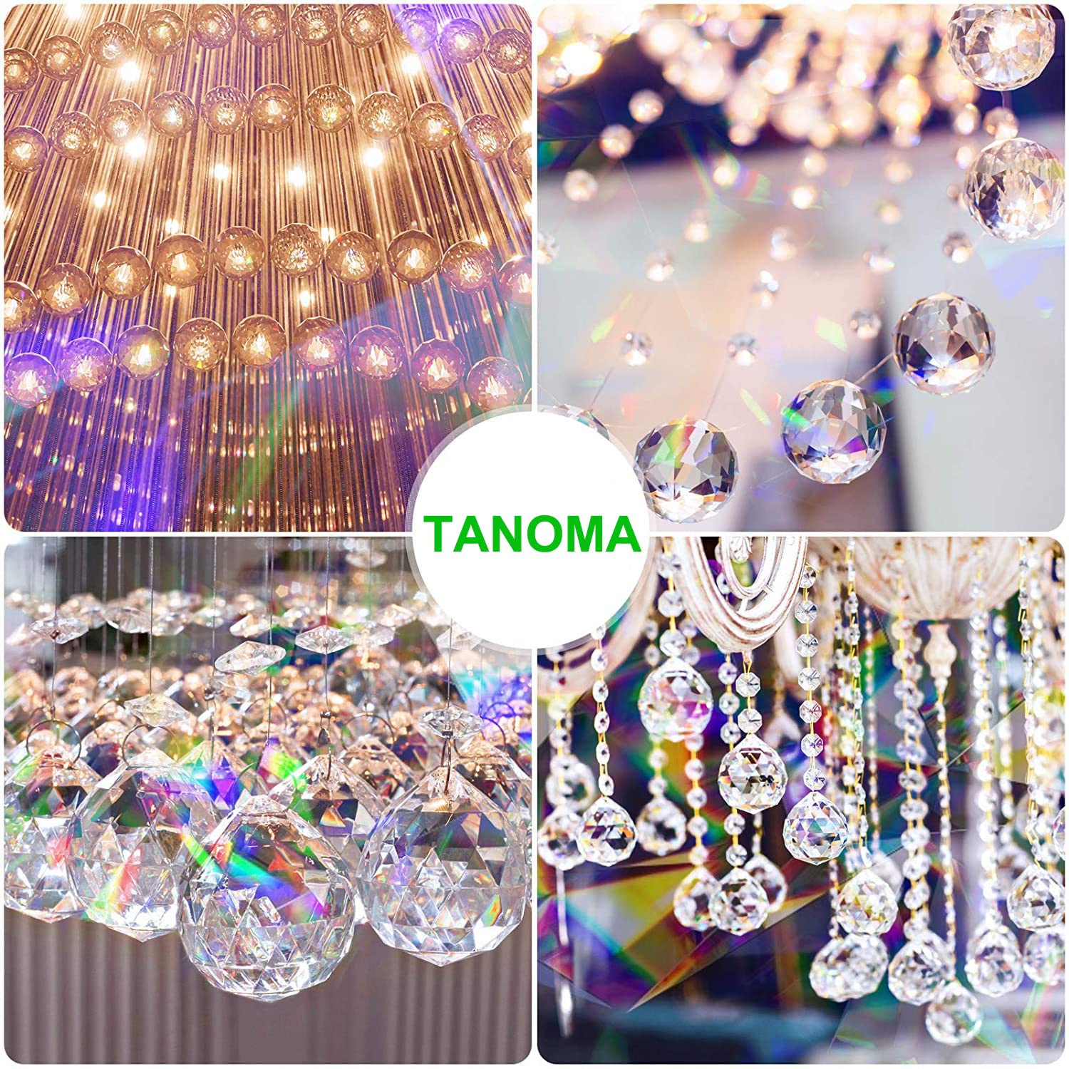 TANOMA clear crystal suncatchers refract sunlight to enhance spaces.