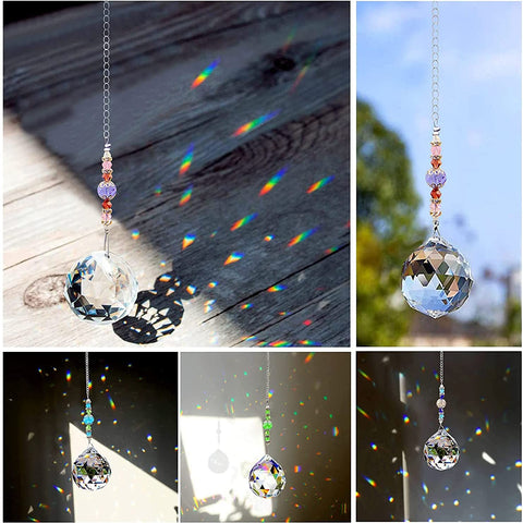 TANOMA rainbow prism hanging ornaments add color to windows and trees.