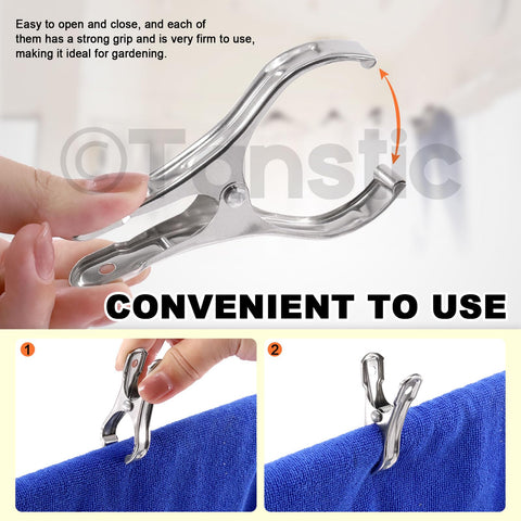 Tanstic heavy-duty clip provides a strong grip for covers and netting.