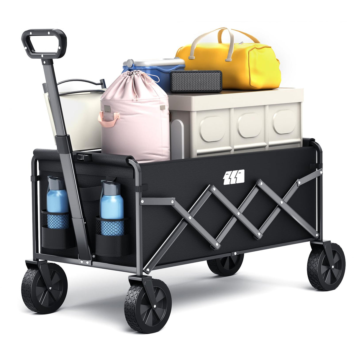 Tanstrider collapsible wagon with compact fold for easy trunk storage.