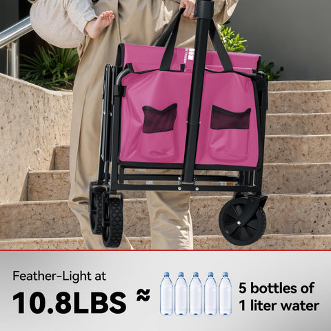 TANSTRIDER lightweight wagon at 10.8 lbs eases one-hand carrying.