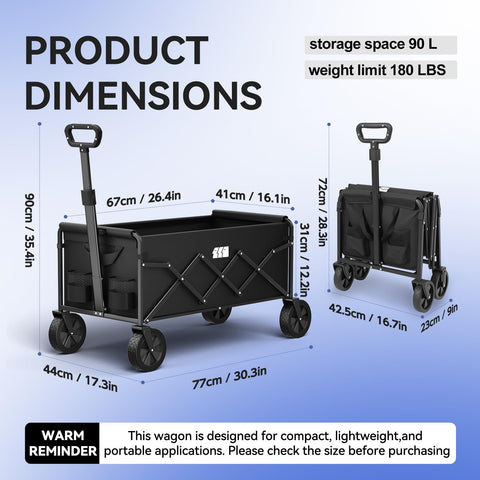 Tanstrider wagon demonstrates 180-pound capacity for groceries and gear.