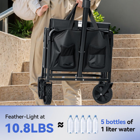 Tanstrider wagon with alloy steel frame emphasizes rugged durability.