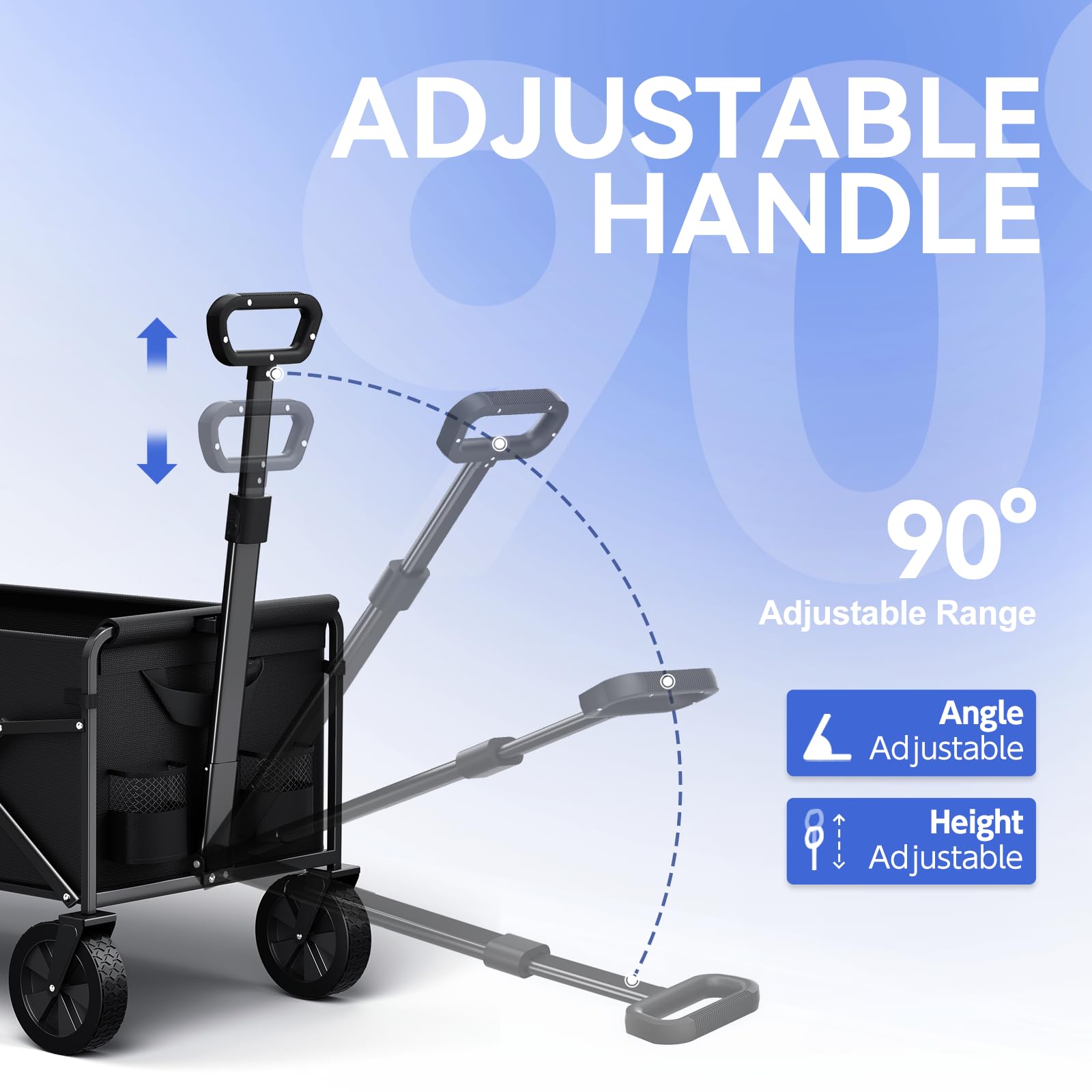 Tanstrider wagon has an ergonomic handle for comfortable pushing.