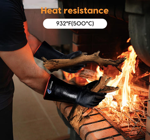 TANSYAN 932°F gloves feature oil-resistant neoprene for greasy splashes.