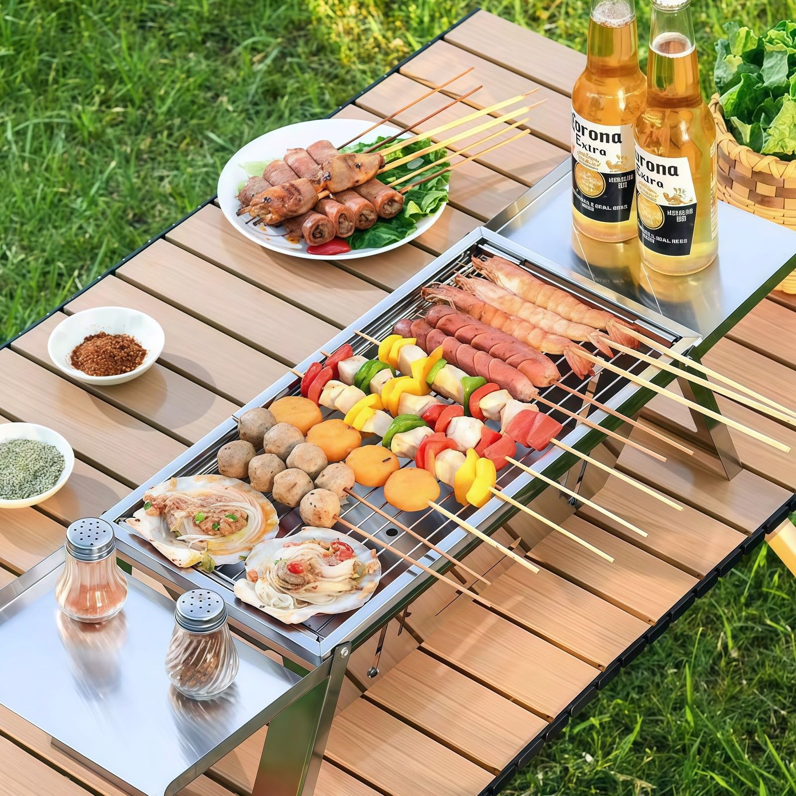 Taoleon foldable charcoal grill clean surface for quick wipe