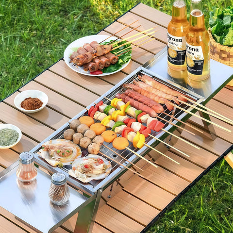 Taoleon foldable charcoal grill clean surface for quick wipe