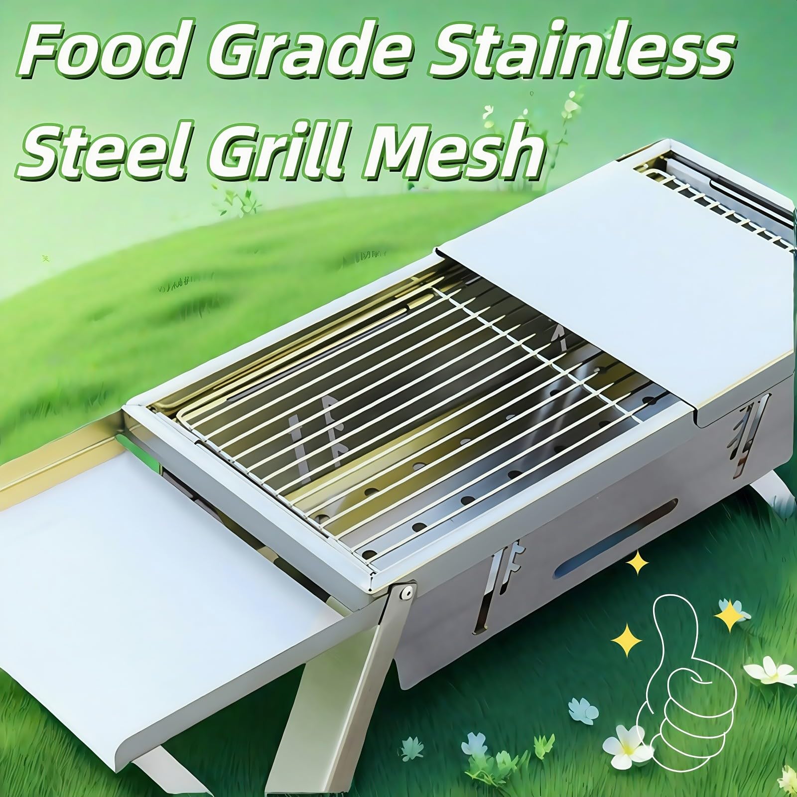 Taoleon foldable charcoal grill in action on beach