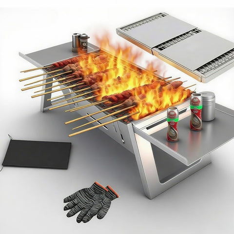 Taoleon foldable charcoal grill folded compact for travel