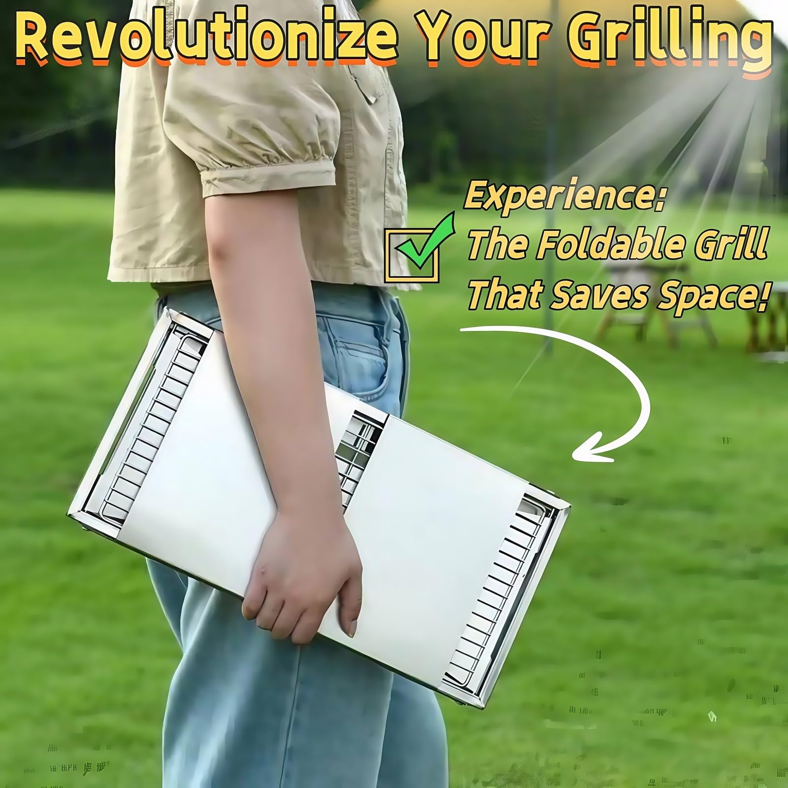 Taoleon foldable charcoal grill open chamber for even heat cooking