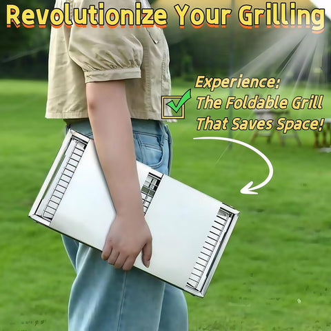 Taoleon foldable charcoal grill open chamber for even heat cooking