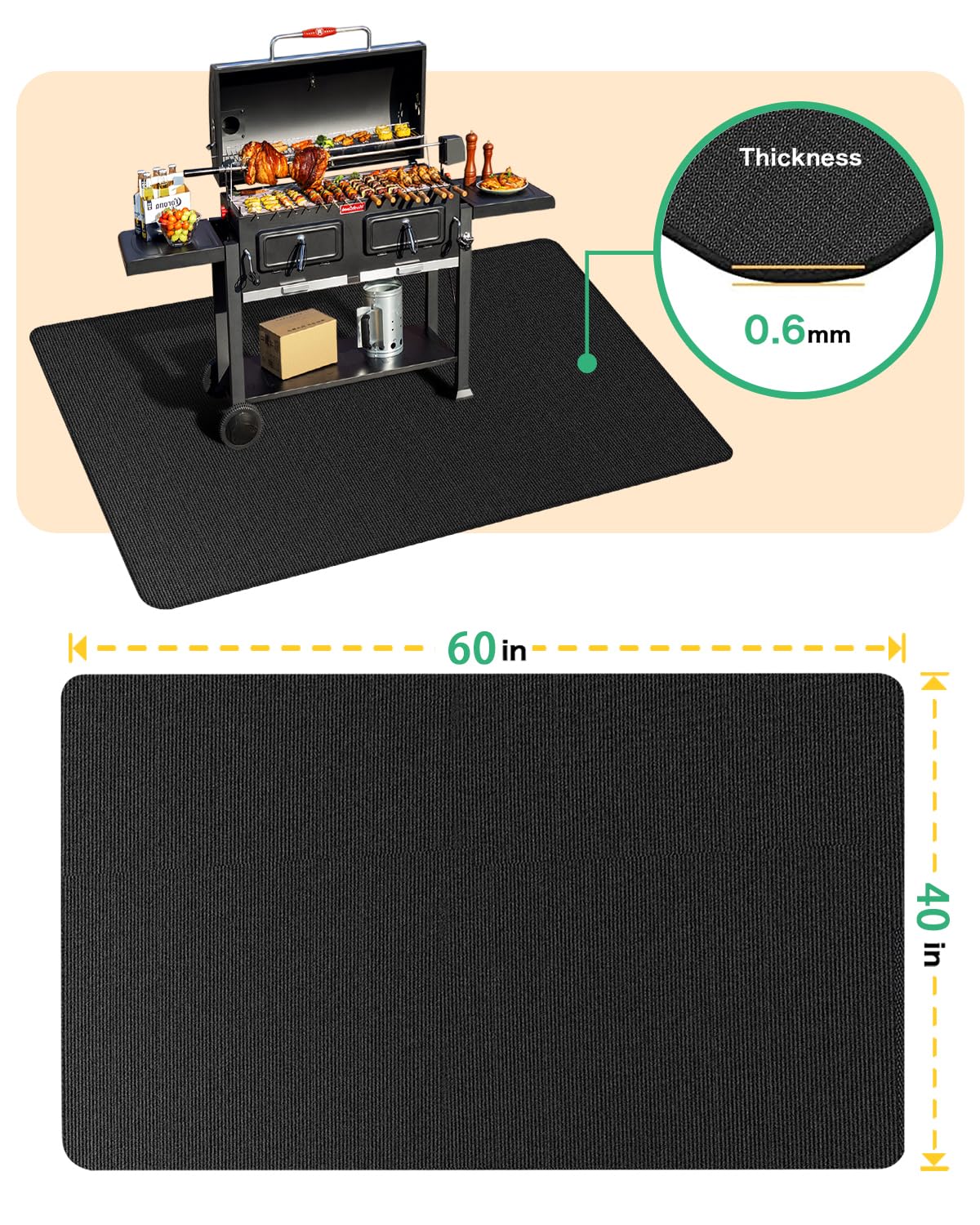 TAOMAND outdoor mat protects fire pit area from runoff and splatters