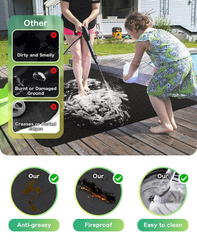 TAOMAND fire pit deck protector guards decks against charcoal and spills.
