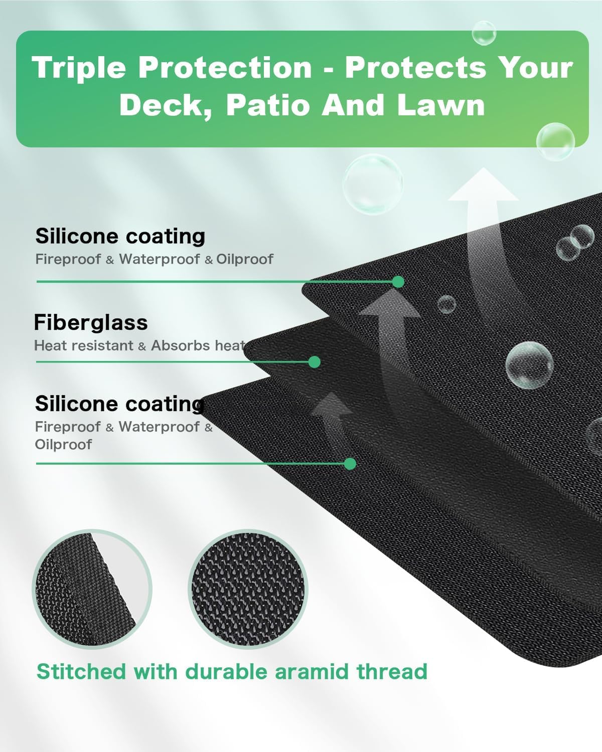 TAOMAND two-sided fireproof mat with reinforced edges during outdoor use