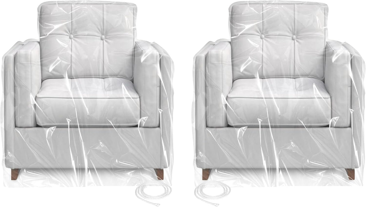 TAOSAMKF chair cover open bag showing 65x43x35 inches for easy moving protection.