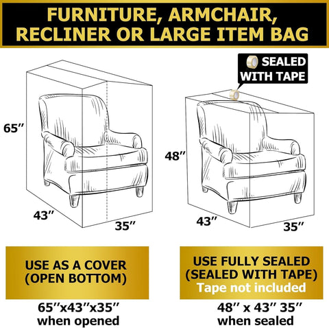 TAOSAMKF chair cover sealed bag demonstrating secure wrapping for storage.
