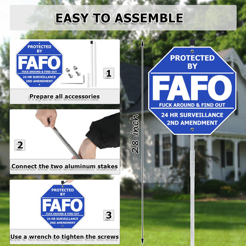 TAOSAMKF FAFO security sign blue plate 10x10 design and visibility