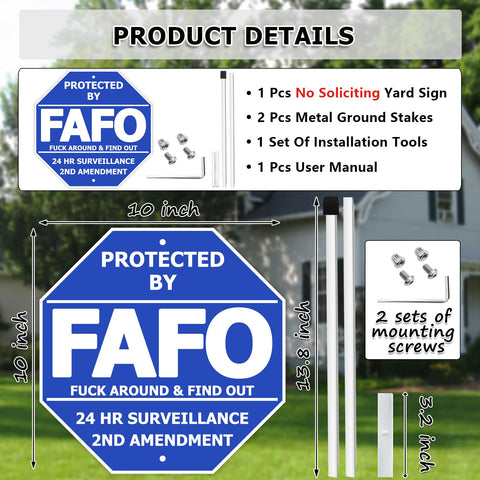 TAOSAMKF FAFO sign kit contents with stakes ready for installation