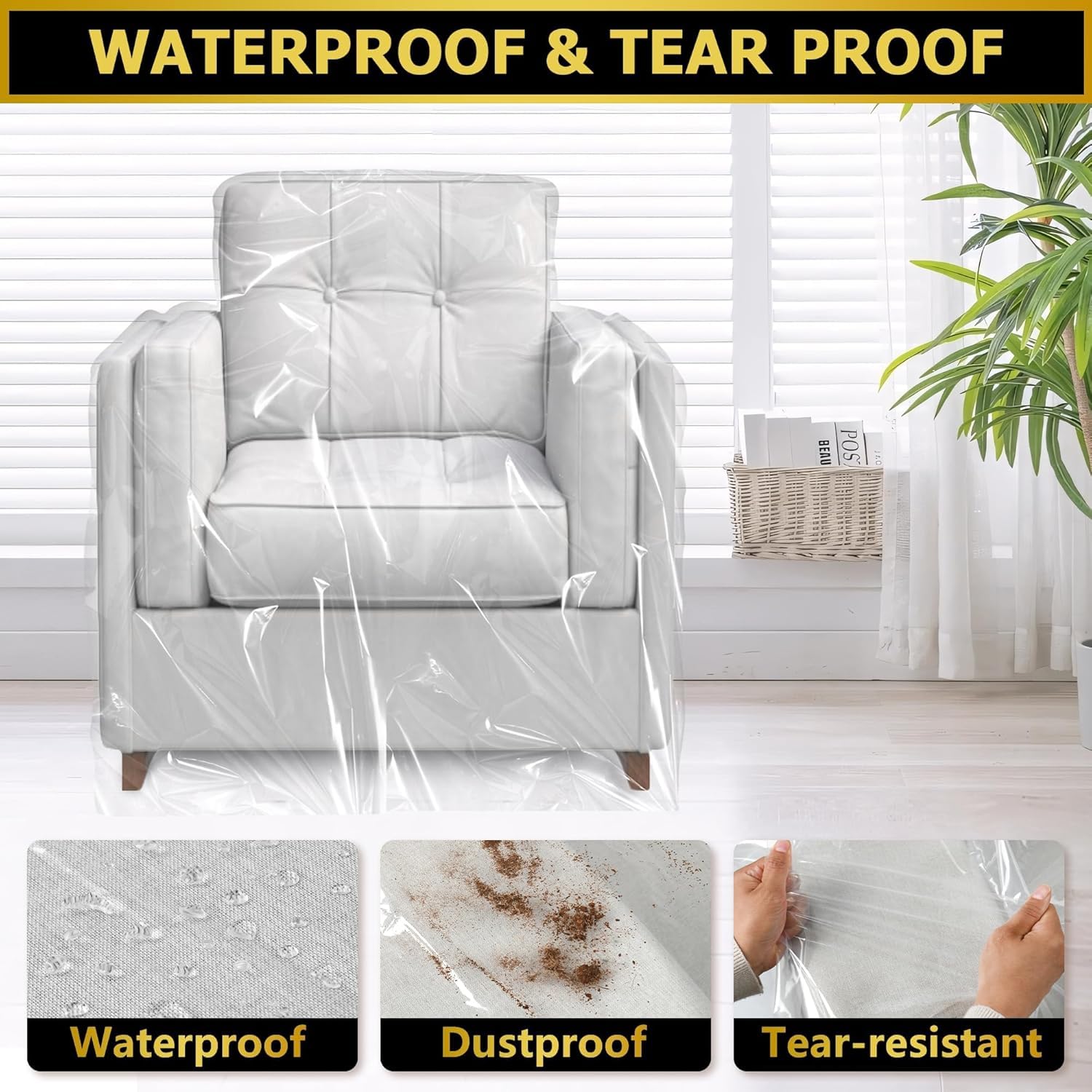 TAOSAMKF waterproof furniture cover protecting items from moisture during transport.