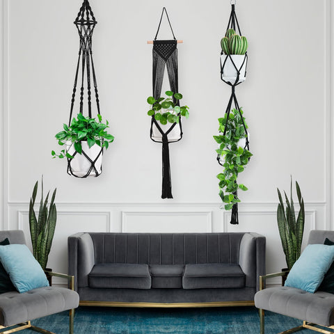 TAOZIM Macrame plant hangers boho living room setup enhances warm decor
