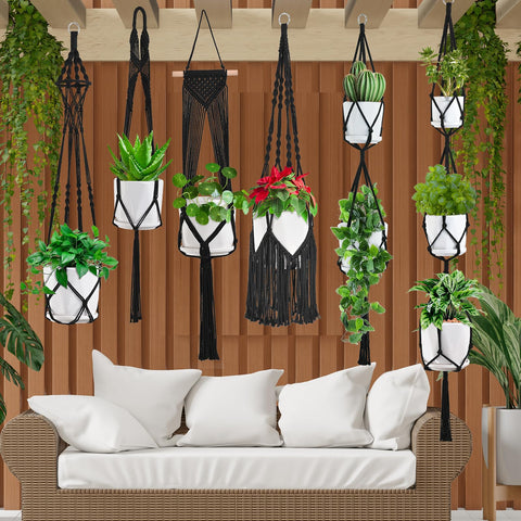 TAOZIM Macrame plant hangers cotton rope detail highlights handmade texture