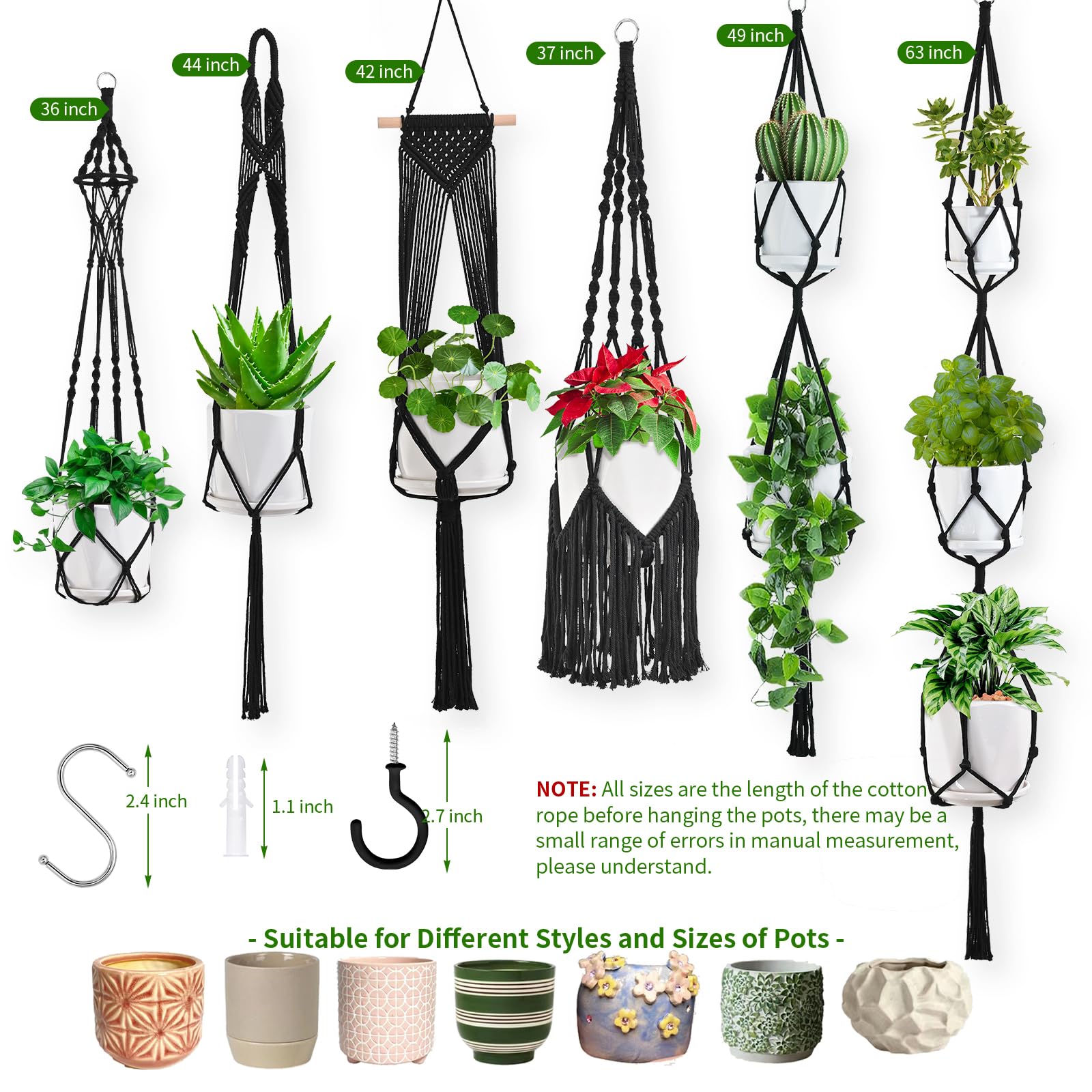 TAOZIM Macrame plant hangers indoor outdoor use for flexible hanging options