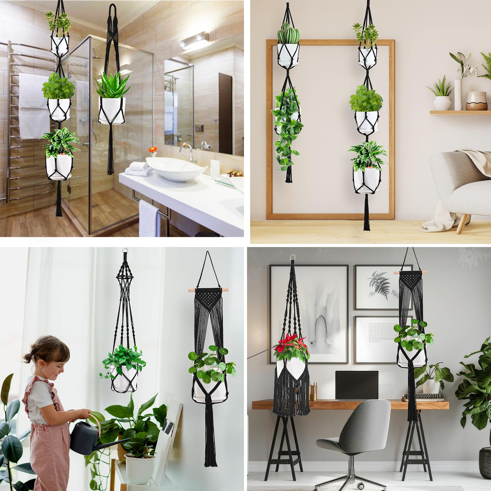 TAOZIM Macrame plant hangers varied sizes fit 6–10 inch pots