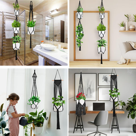 TAOZIM Macrame plant hangers varied sizes fit 6–10 inch pots