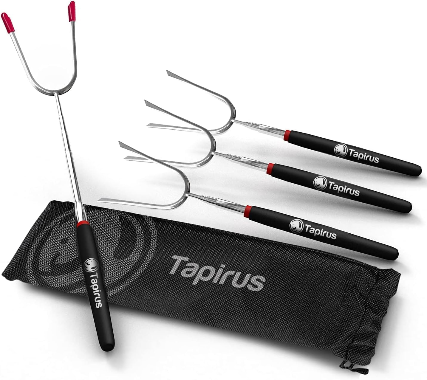 Tapirus marshmallow roasting sticks extended to 33.9 inches for safe campfire roasting.