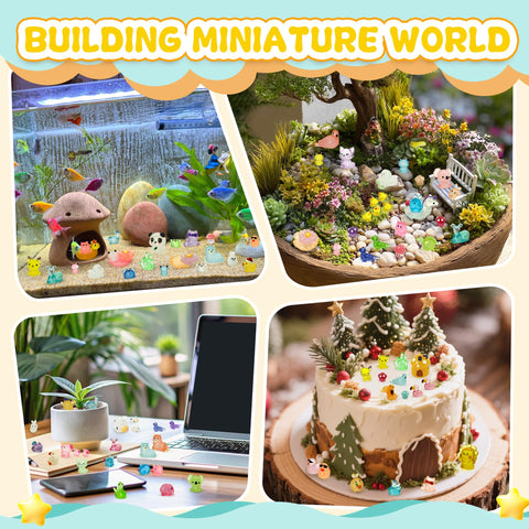 Tardigrade garden diorama scene features resin animals for lush, whimsical decor.