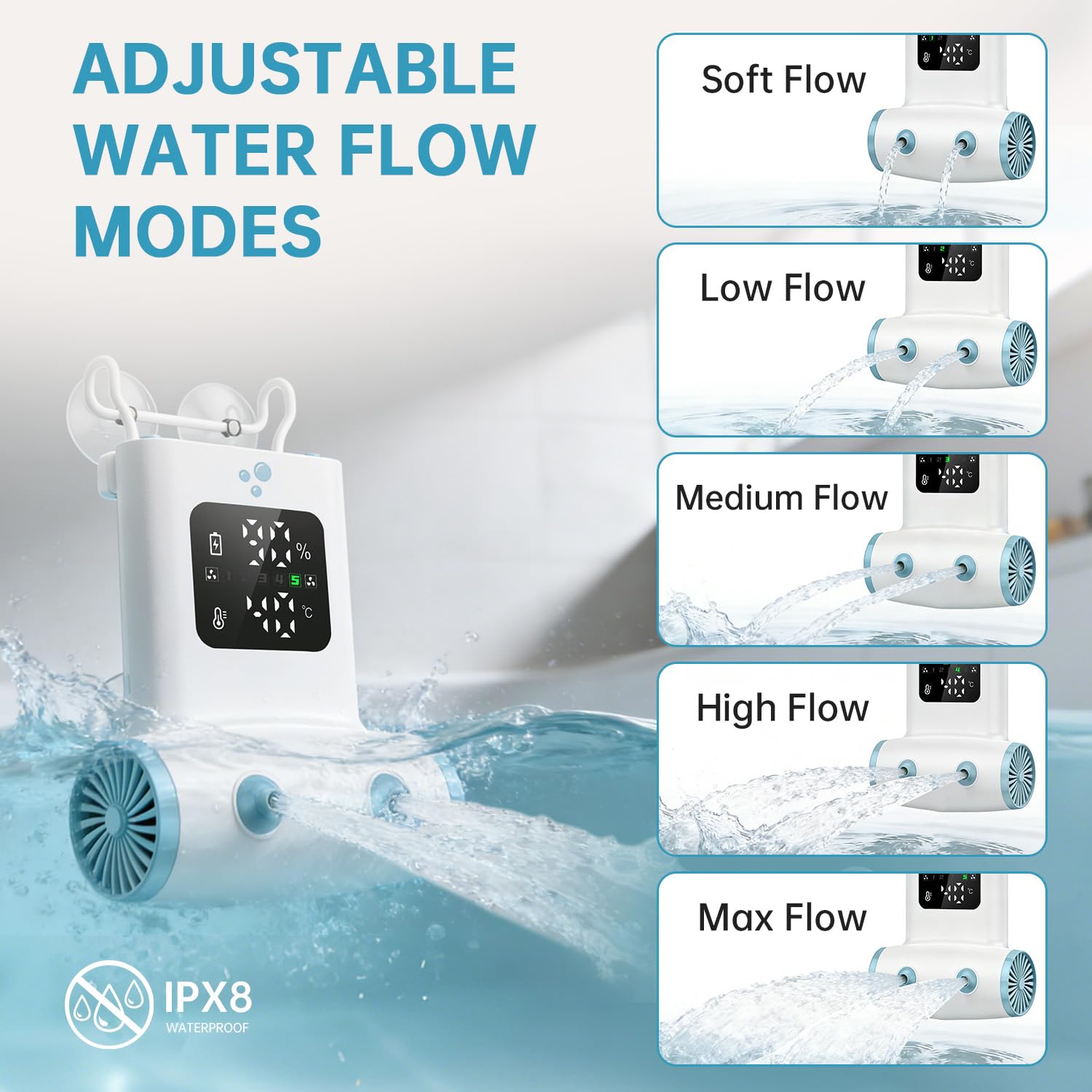 TAREIDEW 13000mAh battery powers cordless spa sessions.
