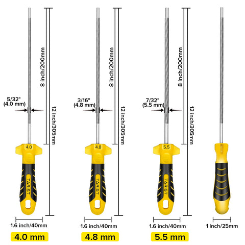 TARIST 3/16 inch round file for fast, clean sharpening.
