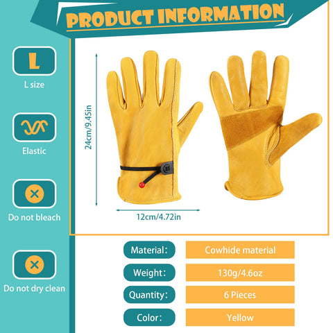Tarpop leather gardening gloves with elastic wrists for snug fit