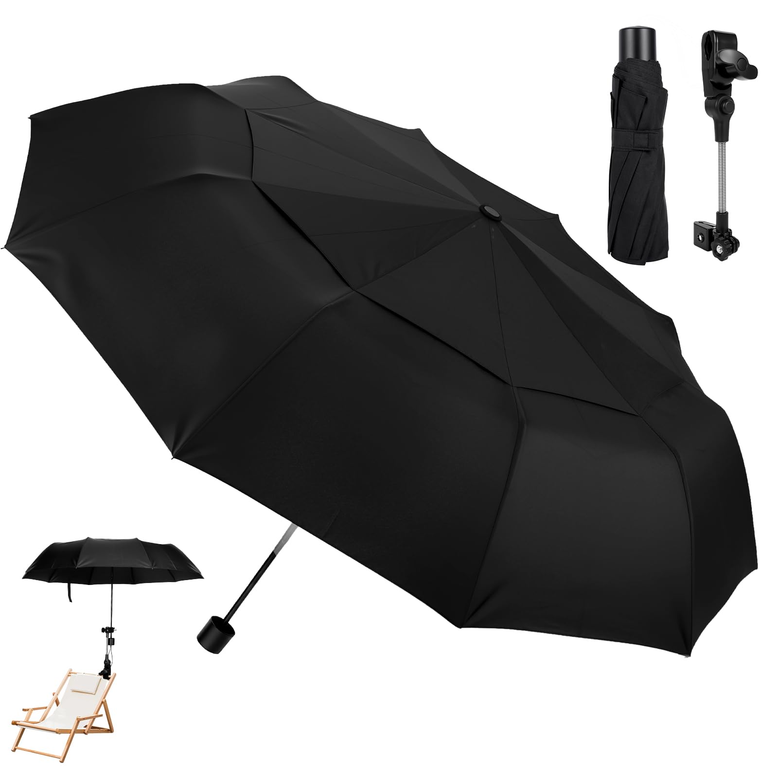 Tarswesi chair umbrella clip attachment keeps shade secure on any chair.