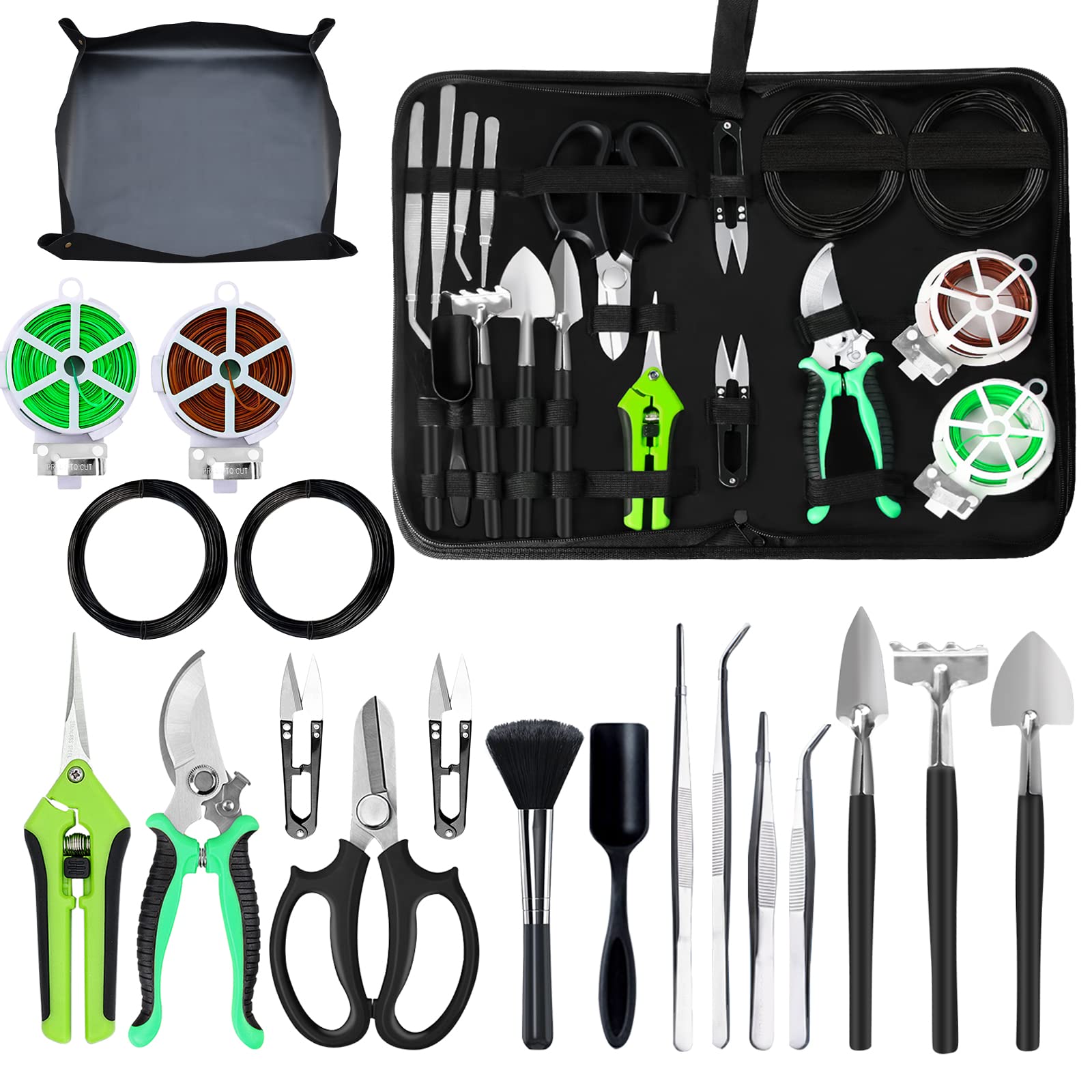 Taschyas Bonsai Kit full contents shown for a complete indoor gardening starter