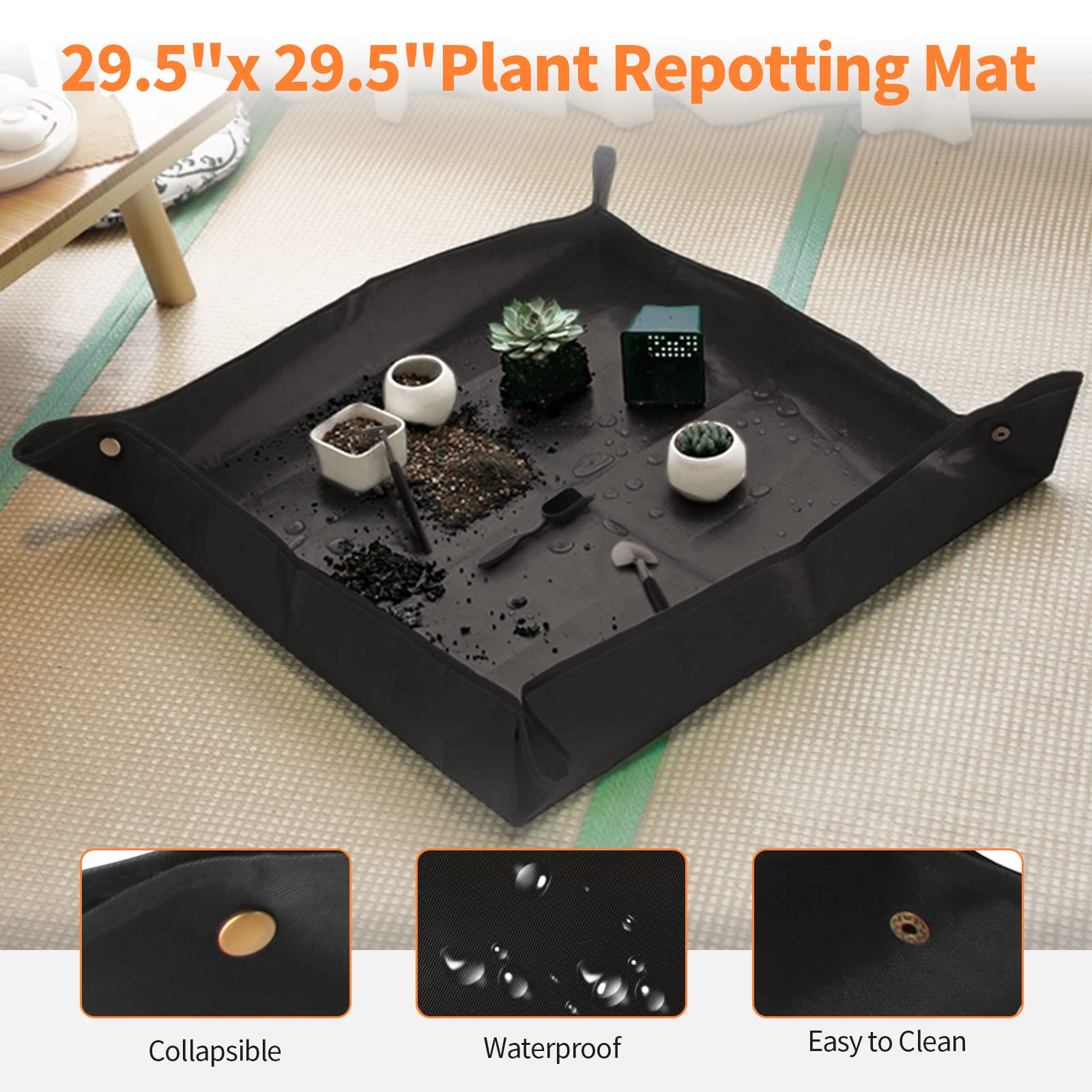 Taschyas plant repotting mat in action, protecting surfaces during care