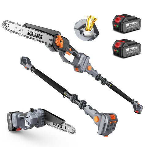 TaskStar 2-in-1 pole saw extends to reach high branches safely.