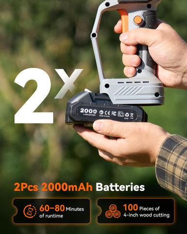 Two 2000mAh batteries ready for extended runtime on TaskStar