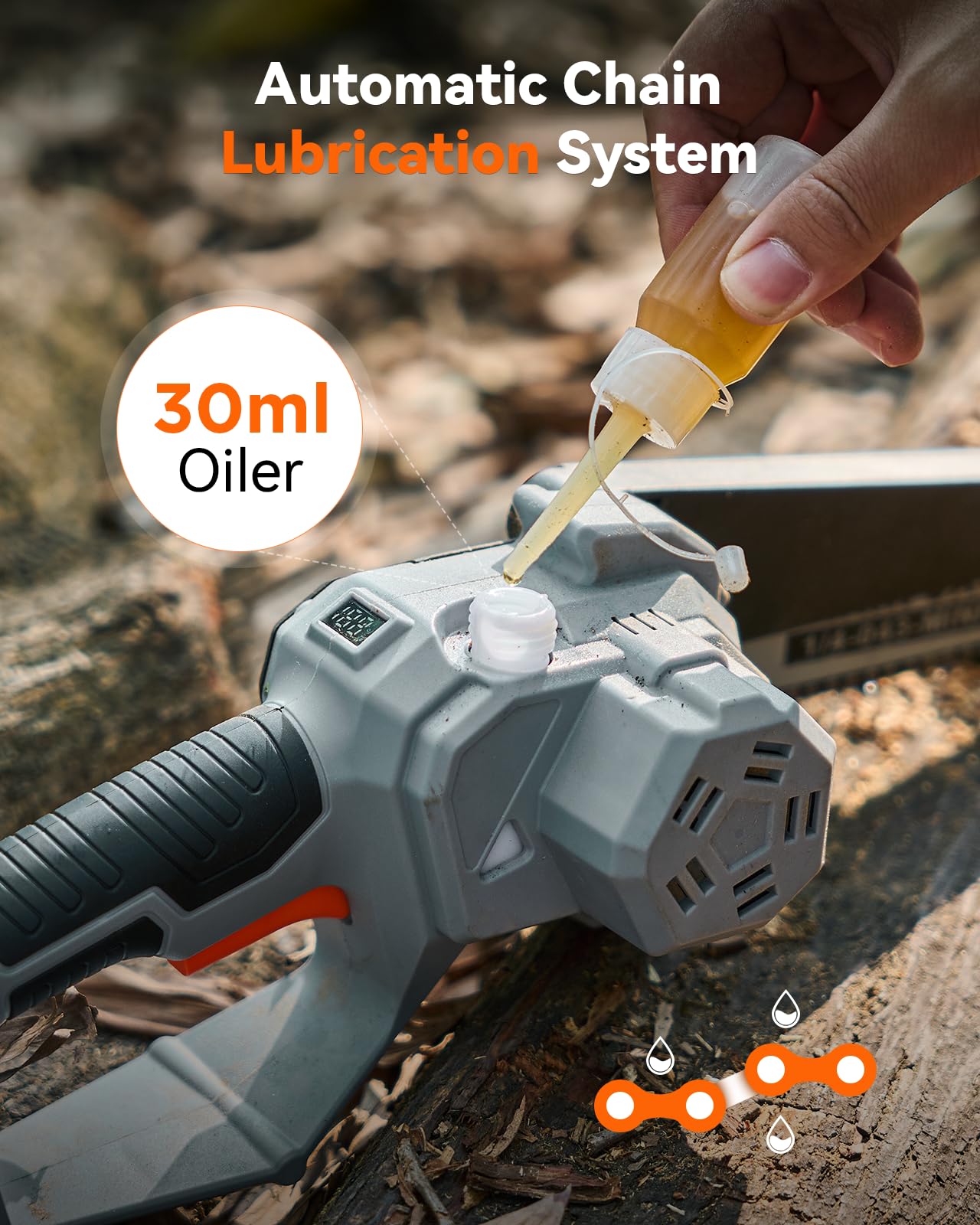 Auto oiling keeps TaskStar chain lubricated for fast cuts