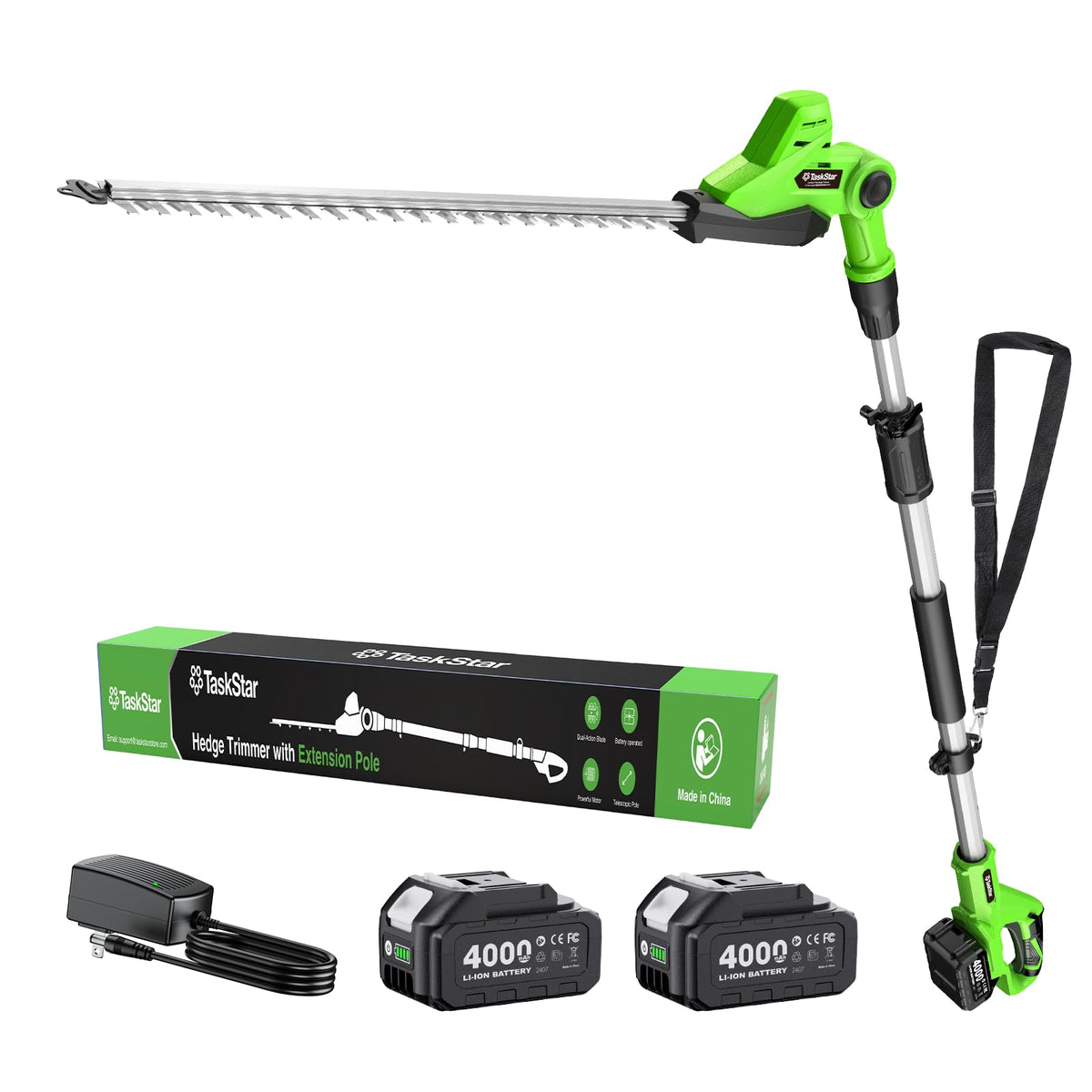 TaskStar pole hedge trimmer with 20-inch blade for fast trimming