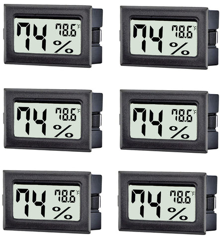 TASOGEN 6-pack mini thermometer-hygrometer with clear display for quick room climate checks.