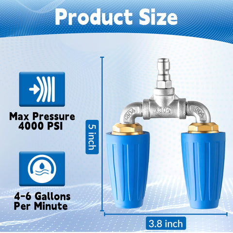 TasuoX 2.0mm orifice turbo nozzle for strong cleaning power.