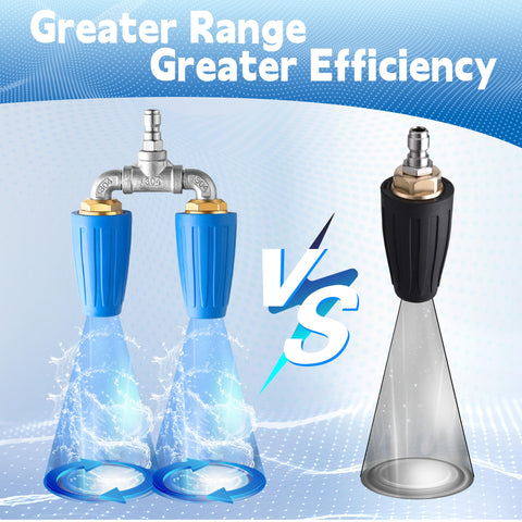 TasuoX 360-degree rotating jets deliver wider spray in a single pass.
