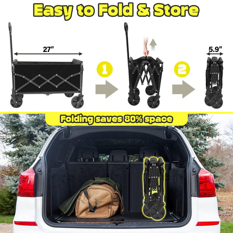 TATAANTY collapsible wagon using 600D Oxford fabric withstands sun and rain.