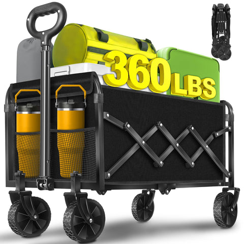 TATAANTY collapsible wagon folded compactly, ideal for easy car trunk storage.