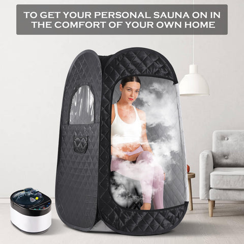 TaTalife folding sauna in storage bag for space-saving storage.